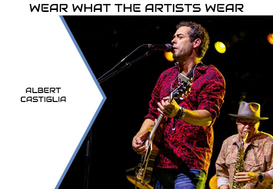 Albert Castiglia wearing a Retuned Jewelry guitar string bracelet