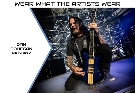 Dan Donegan of Disturbed wearing his Chris Bass Guitar String bracelet hand made from used guitar string by Retuned Jewelry in Colorado