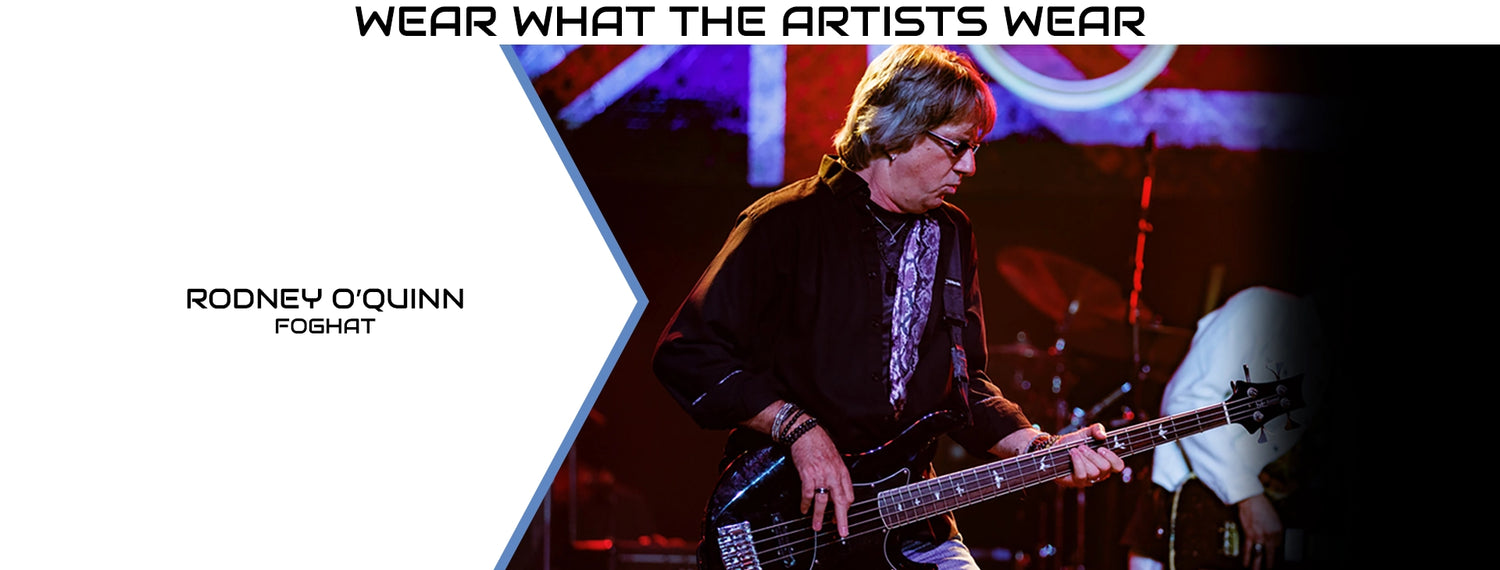 Rodney O’Quinn of Foghat wearing a Retuned Jewelry guitar string bracelet