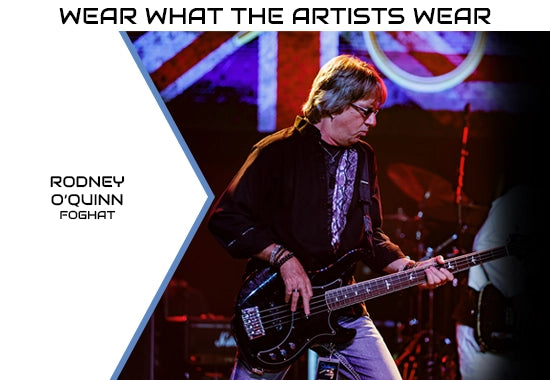 Rodney O’Quinn of Foghat wearing a Retuned Jewelry guitar string bracelet