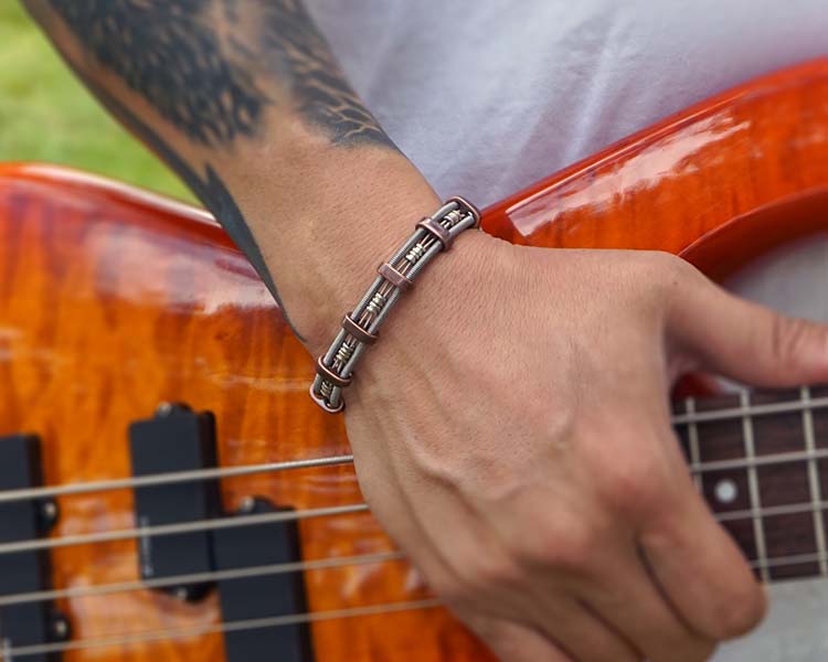 Guitar String Bracelet - Bass String Bracelet - Repurposed, Used Guitar String Jewelry - Retuned Jewelry - Rock and roll - Colorado