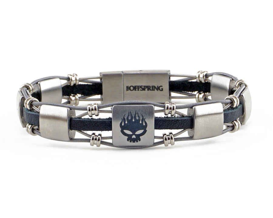 Take your merch to the next level with custom bracelets hand made from repurposed, used guitar strings by Retuned Jewelry in Colorado. Perfect for bands, musicians, music festivals, fundraisers and more! This sample bracelet was made for the Offspring.