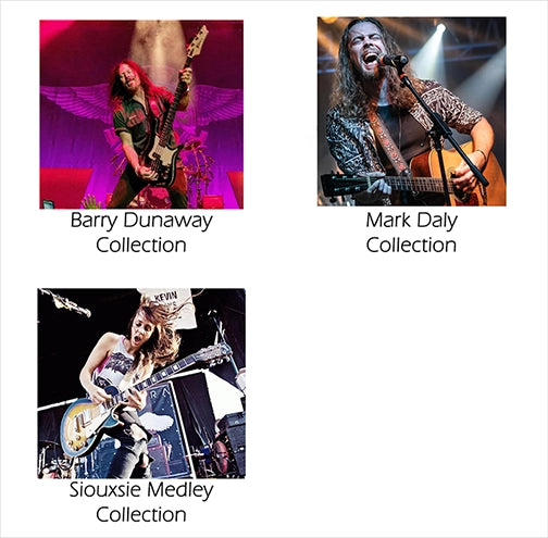 Jewelry made from used guitar and bass strings of Barry Dunaway of 38 Special, Mark Daly, and Siouxsie Medley of Dead Sara.