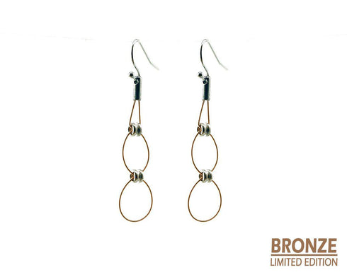 Limited Edition Bronze Double Hoop Drop Earrings